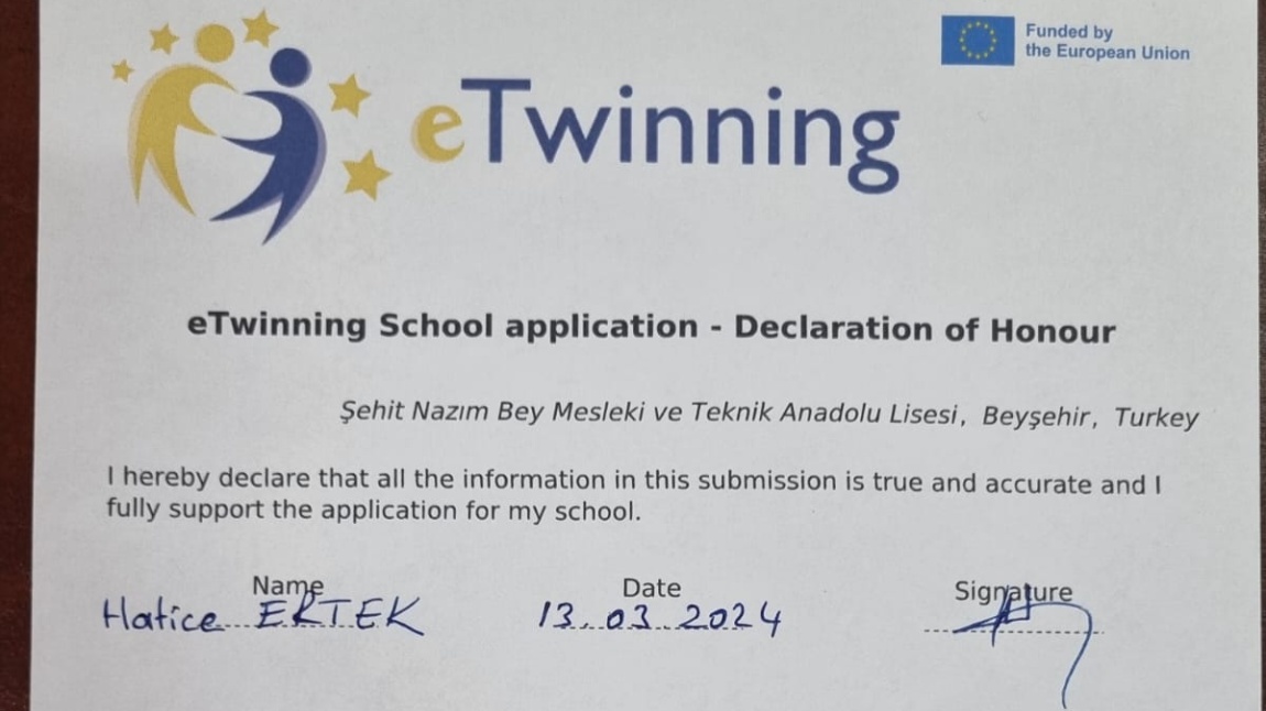 eTwinning School Etiketi Başvurusunda Bulunduk